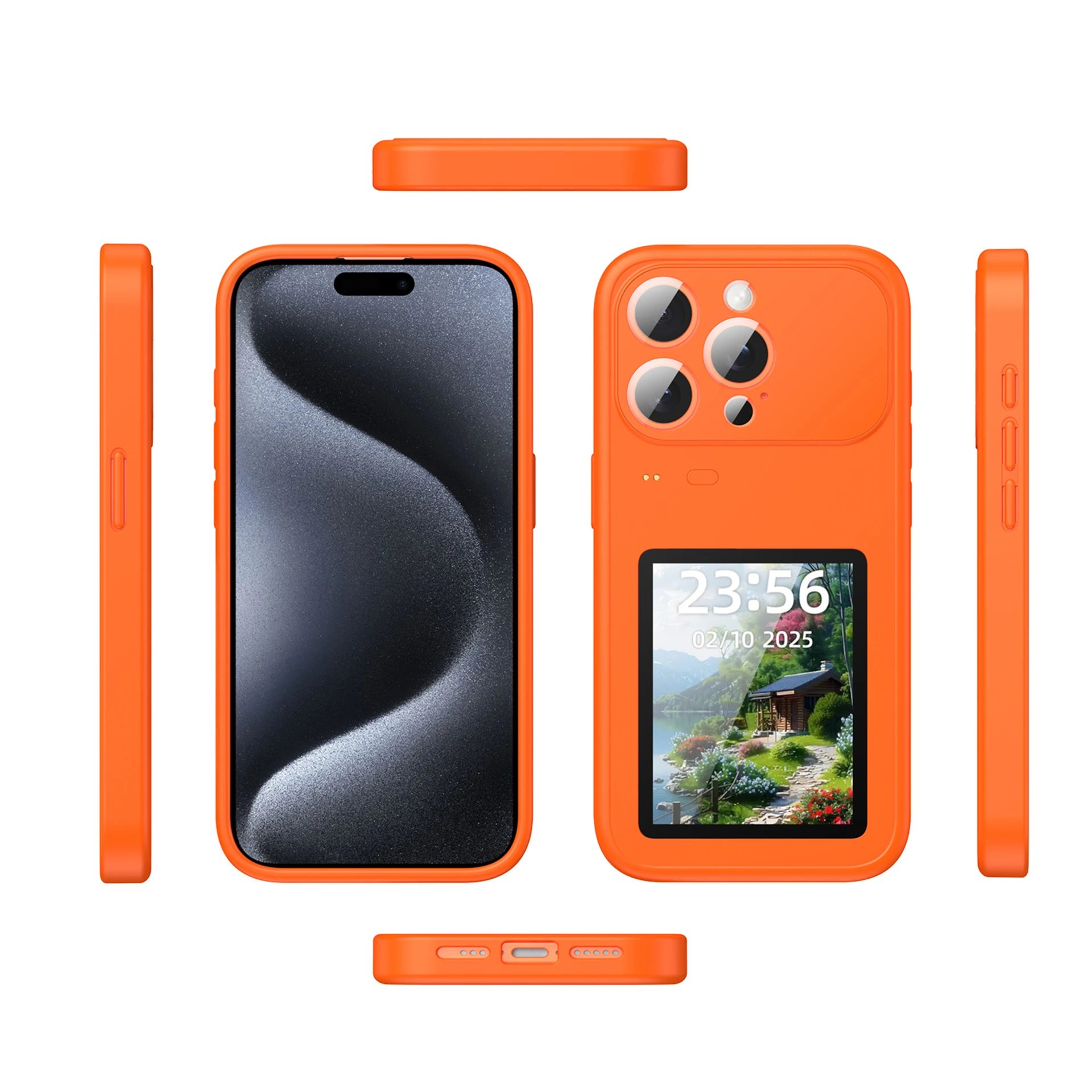 Design Orange Dual-Screen Smartphone Case with Camera Cutout Phone Accessories - 20