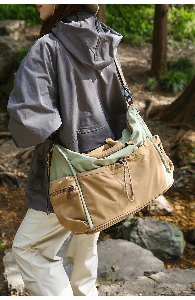 Design Duffle Bag Beige and Gray Travel Bag - 35
