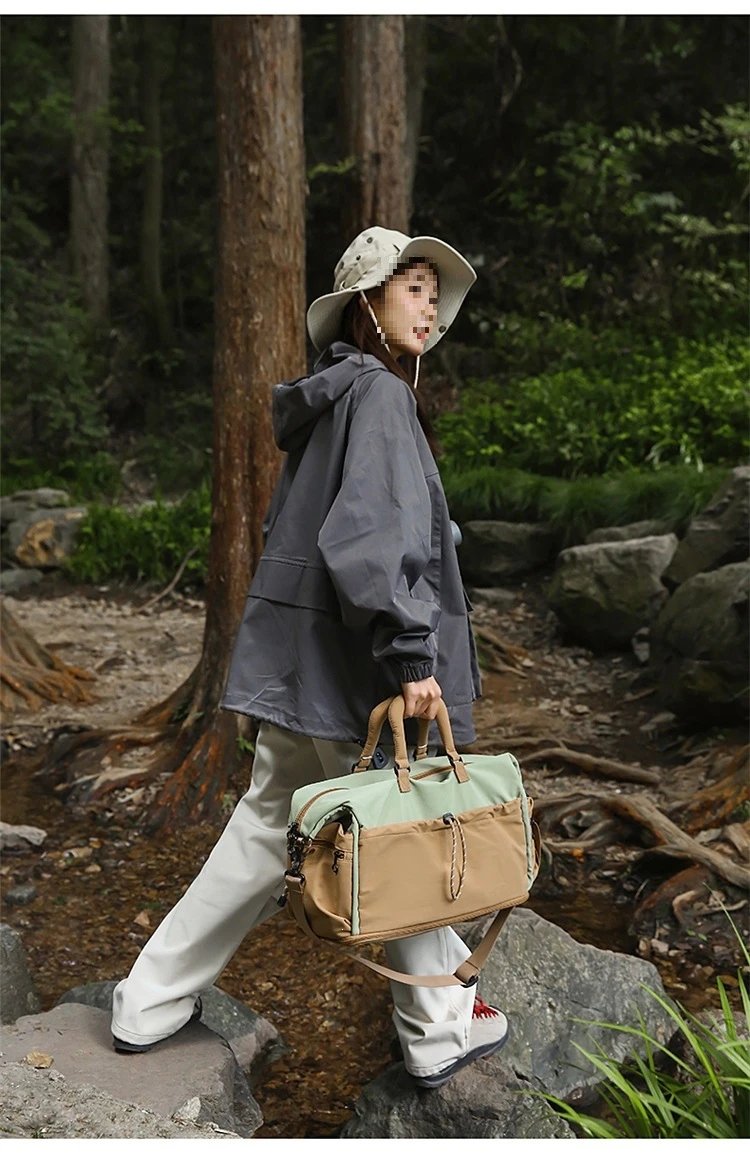 Design Duffle Bag Beige and Gray Travel Bag - 38