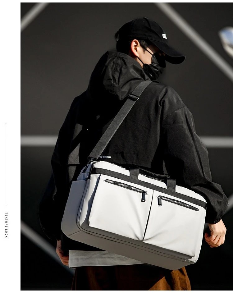 Design Duffle Bag Beige with Black Trim Travel Bag - 20