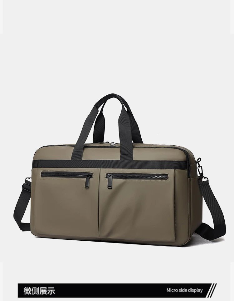 Design Duffle Bag Beige with Black Trim Travel Bag - 25