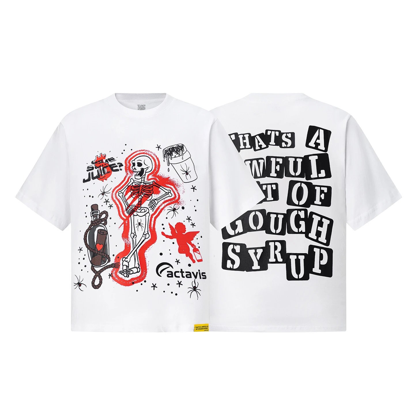 Design That's A Awful Lot Of Cough Syrup Surf Shop White Graphic T-Shirt T-Shirts - 21