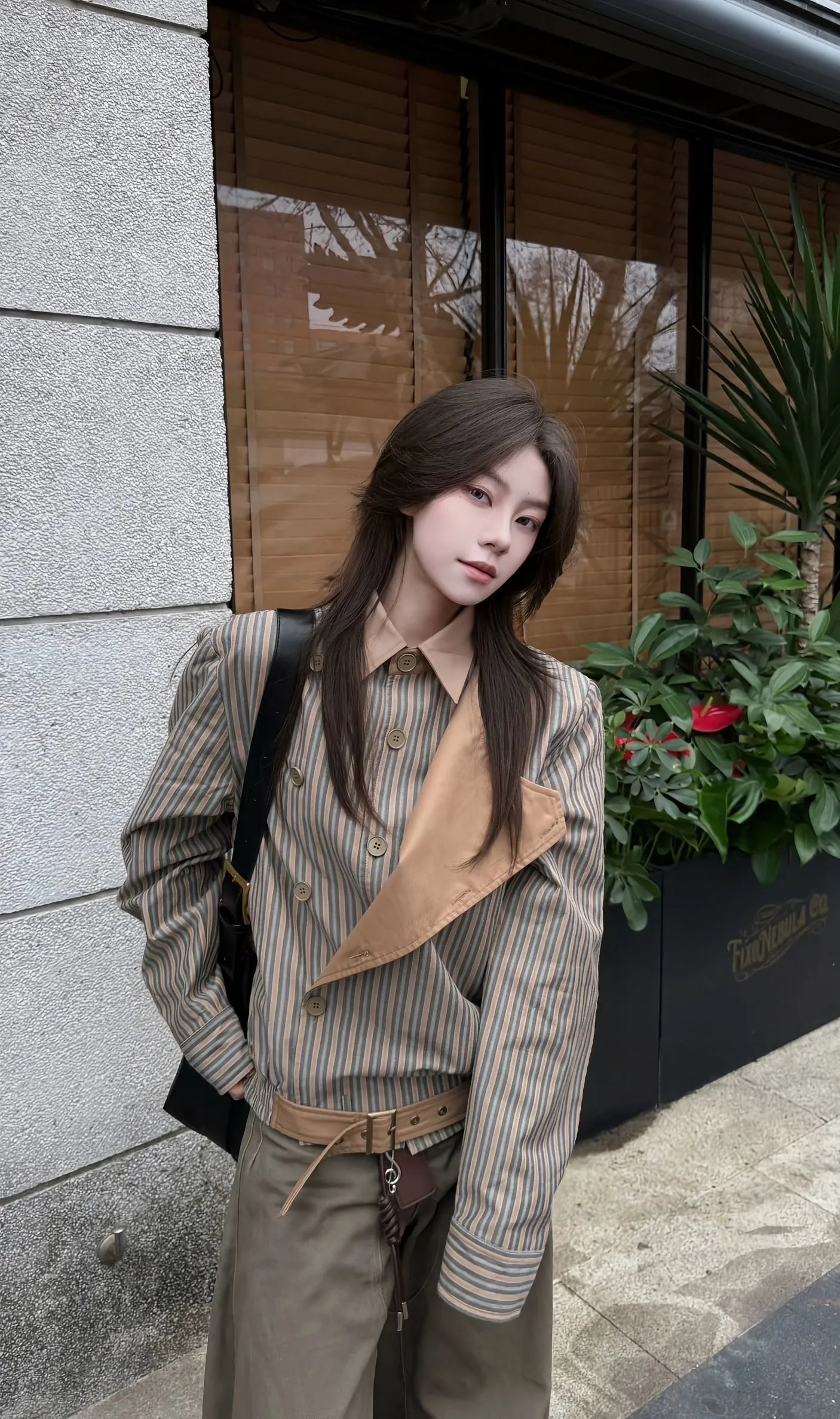 Design Asymmetrical Stripe Jacket in Gray and Black Outerwear.jacket - 9