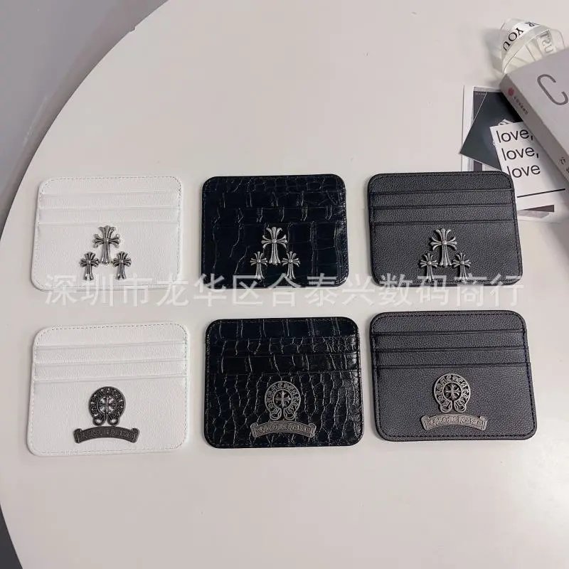 Chrome Hearts Cardholder Crocodile Texture White Black Leather - 136764
