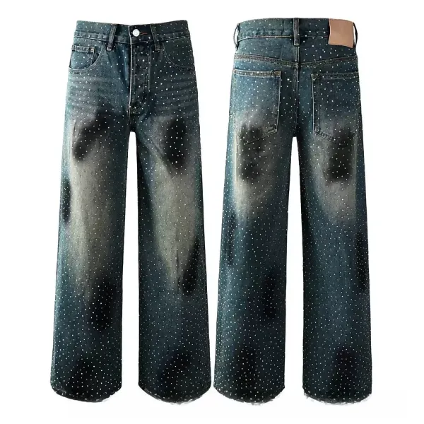 Design Polka Dot Distressed Wide-Leg Jeans - 1