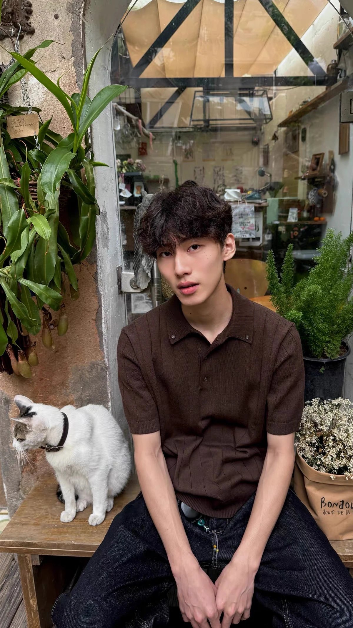 Design Ribbed Knit Polo Black Tops.polo - 4