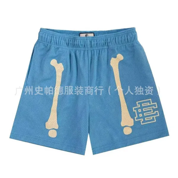 Design Bone Print Mesh Shorts Blue - 1