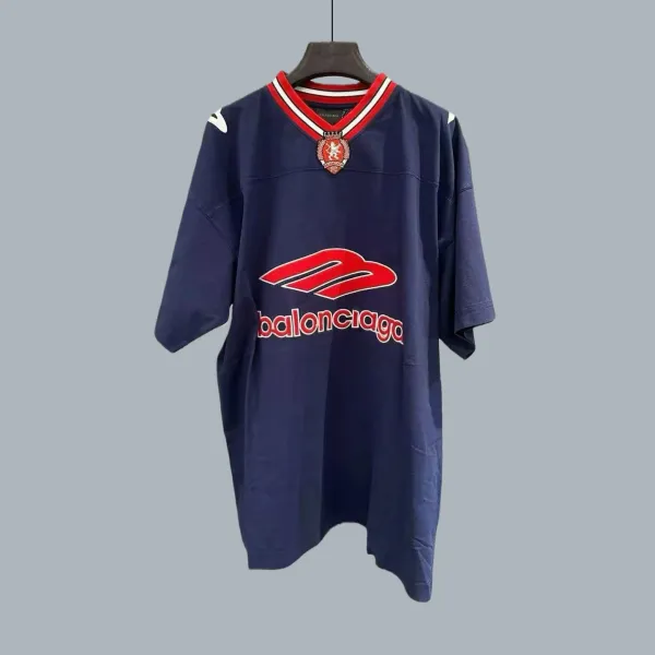 Balenciaga Logo Graphic Jersey Navy Blue - 1