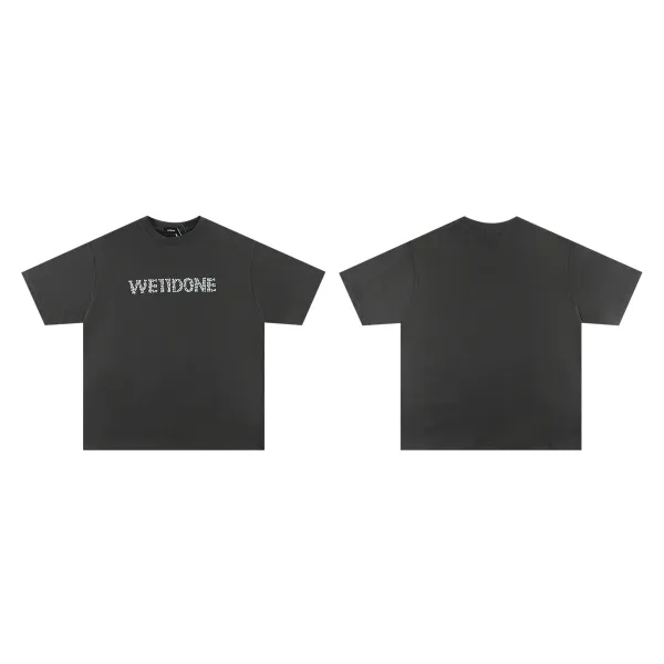 Design Welldone Double Logo Pixelated Print Black T-Shirt T-Shirts - 38