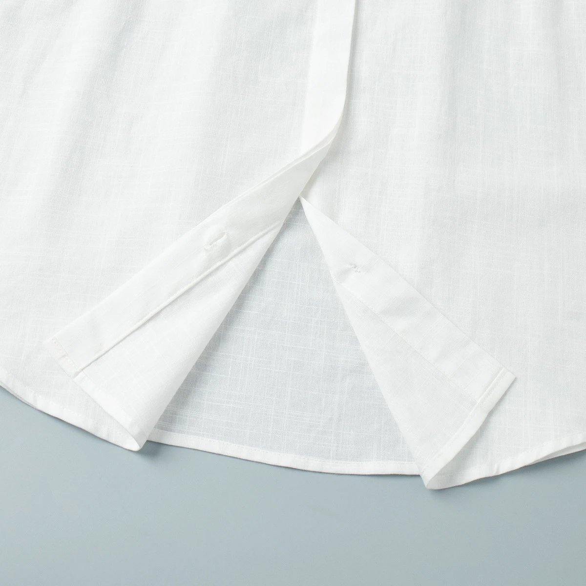 Design Off-White Style Linen Shirt and Ruffled Mini Skirt Set in Cream - 16