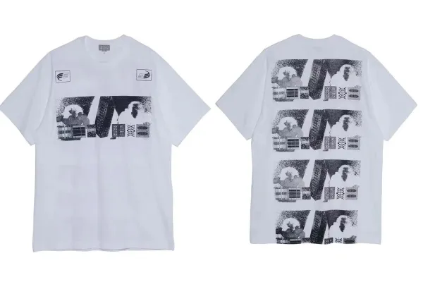 Design Grid Print White T-Shirt - 1