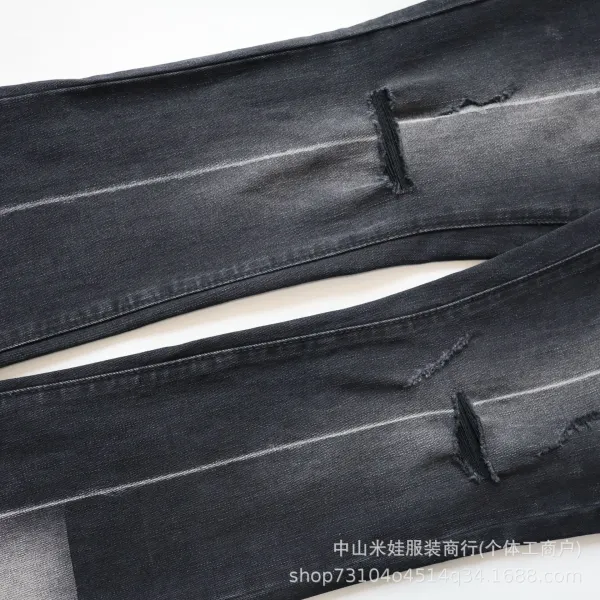 Design Splatter Print Flared Jeans Black - 11