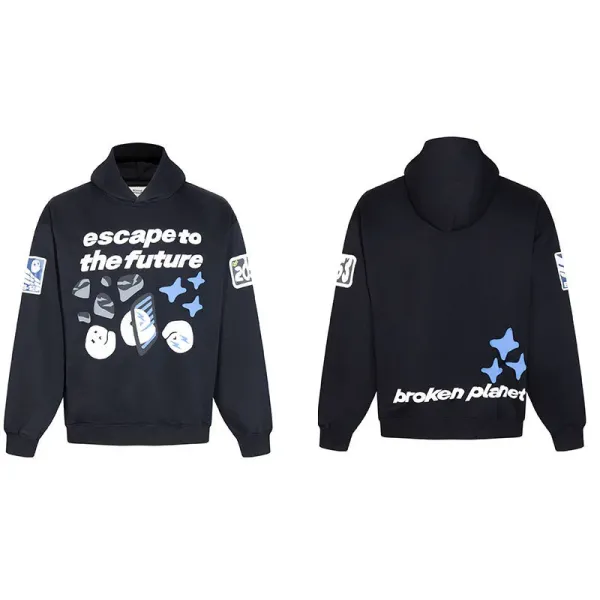 Broken Planet Escape to the Future Hoodie Black - 1