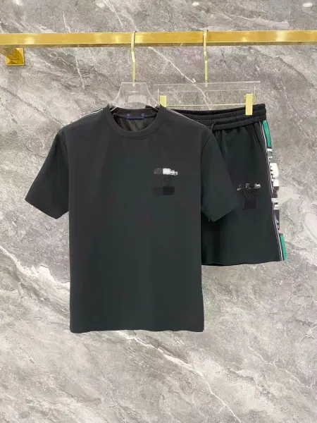 Design Embroidered Logo Black T-Shirt and Shorts Set - 1