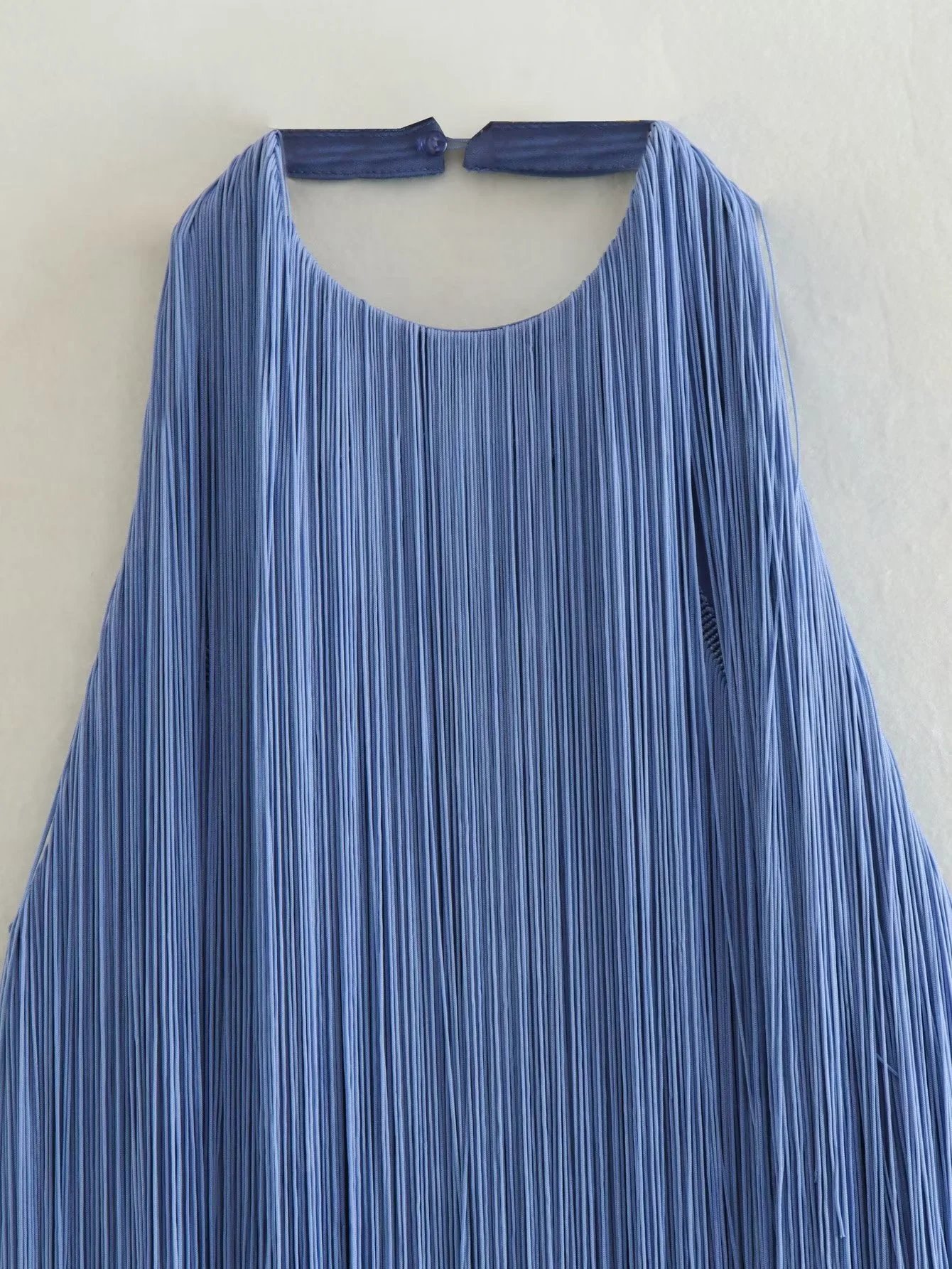 Design Fringed Halter Neck Maxi Dress White - 15