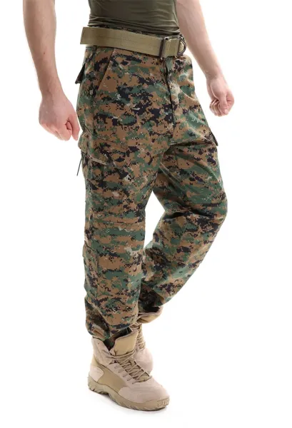 Design Multicam Camo Tactical Cargo Pants with Belt and Tan Combat Boots Pants - 13