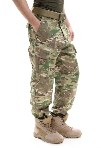 Design Multicam Camo Tactical Cargo Pants with Belt and Tan Combat Boots Pants - 16