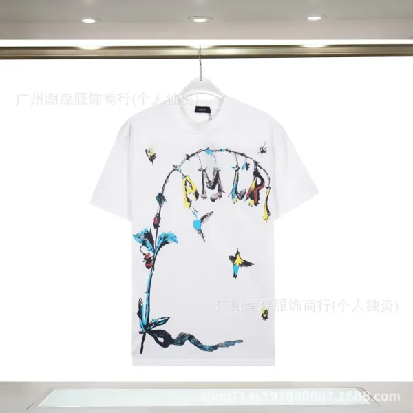 Amiri Floral Logo Print White T-Shirt - 1