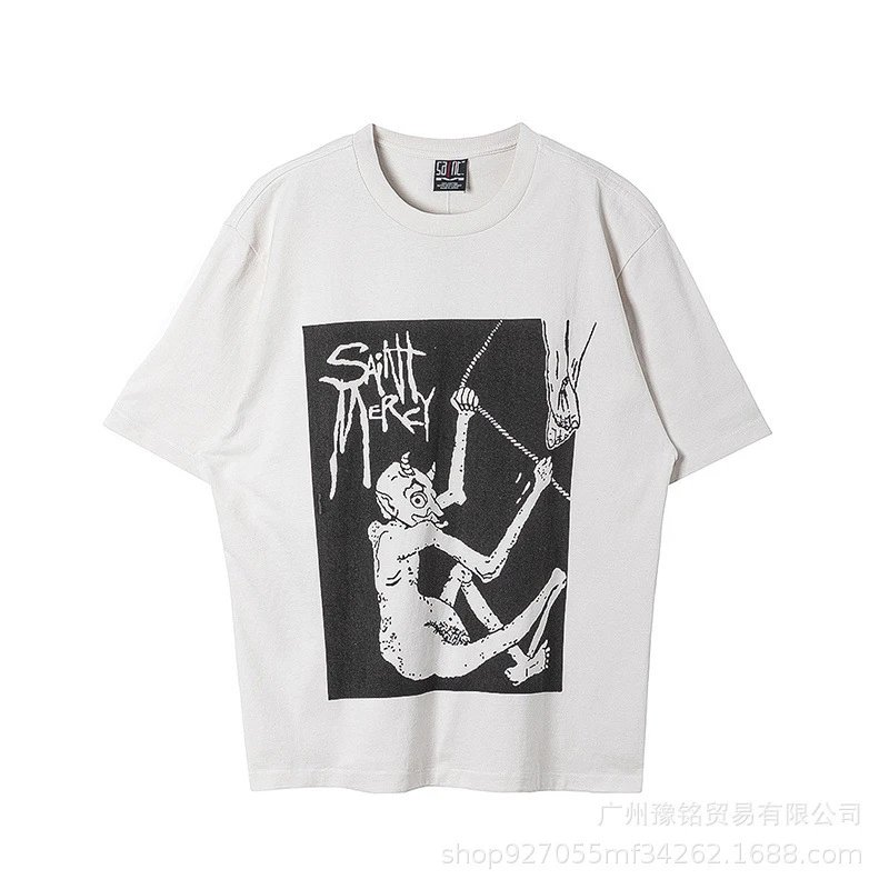 Design Saint Graphic Print Oversized T-Shirt Charcoal - 8