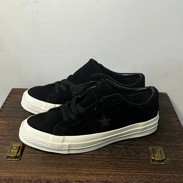 Converse One Star Black Suede White Sole Sneakers Skateboard Shoes - 1