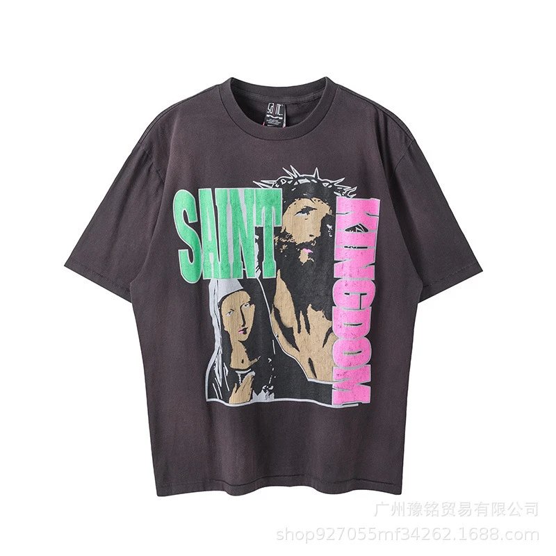 Design Saint Graphic Print Oversized T-Shirt Charcoal - 23