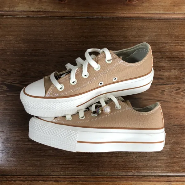 Converse Chuck Taylor All Star Platform Beige Canvas Sneakers - 1