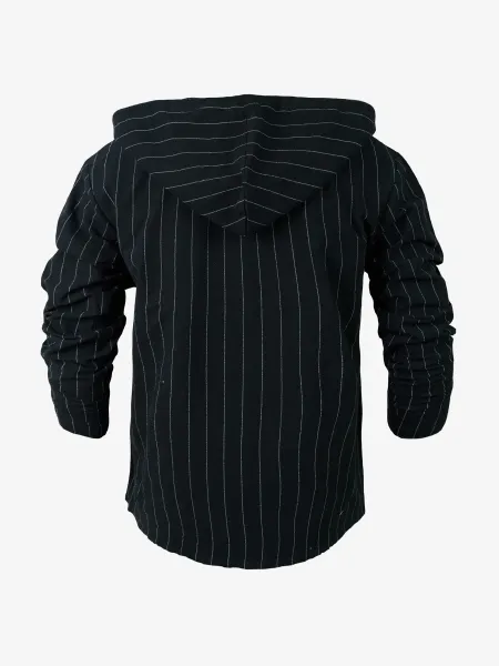 Design Pinstripe Hooded Button-Up Shirt White - 32