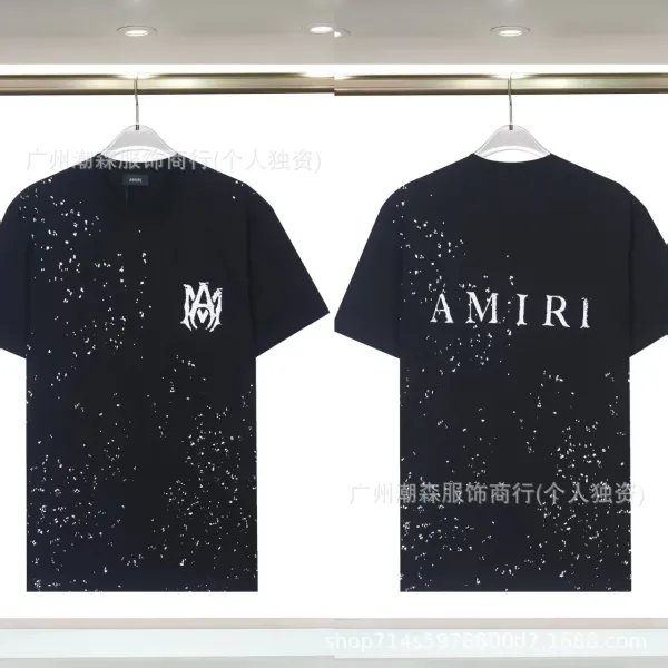 Amiri Splatter Print Logo T-Shirt Black - 1