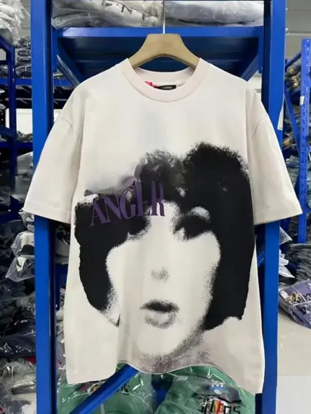 Design Anger Graphic Print Oversized T-Shirt Beige - 1