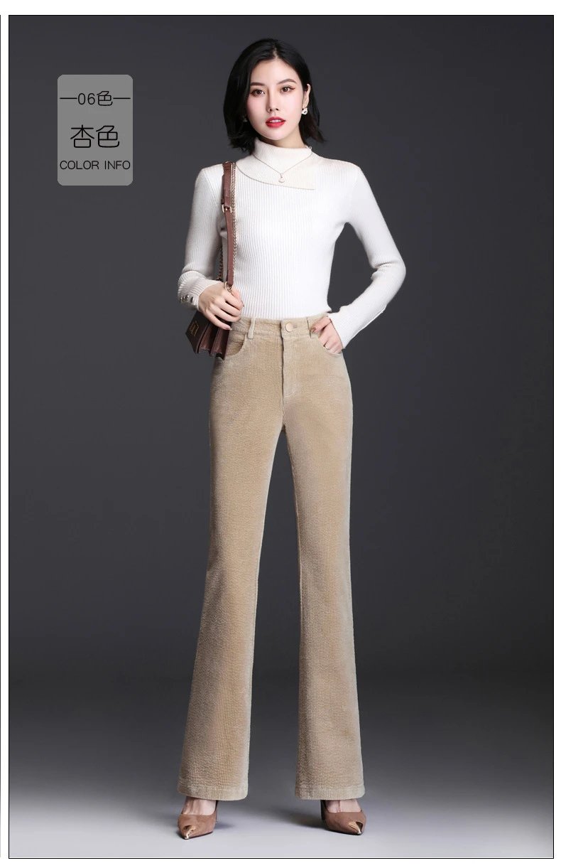 Design Corduroy Flare Pants Charcoal Gray Pants - 23