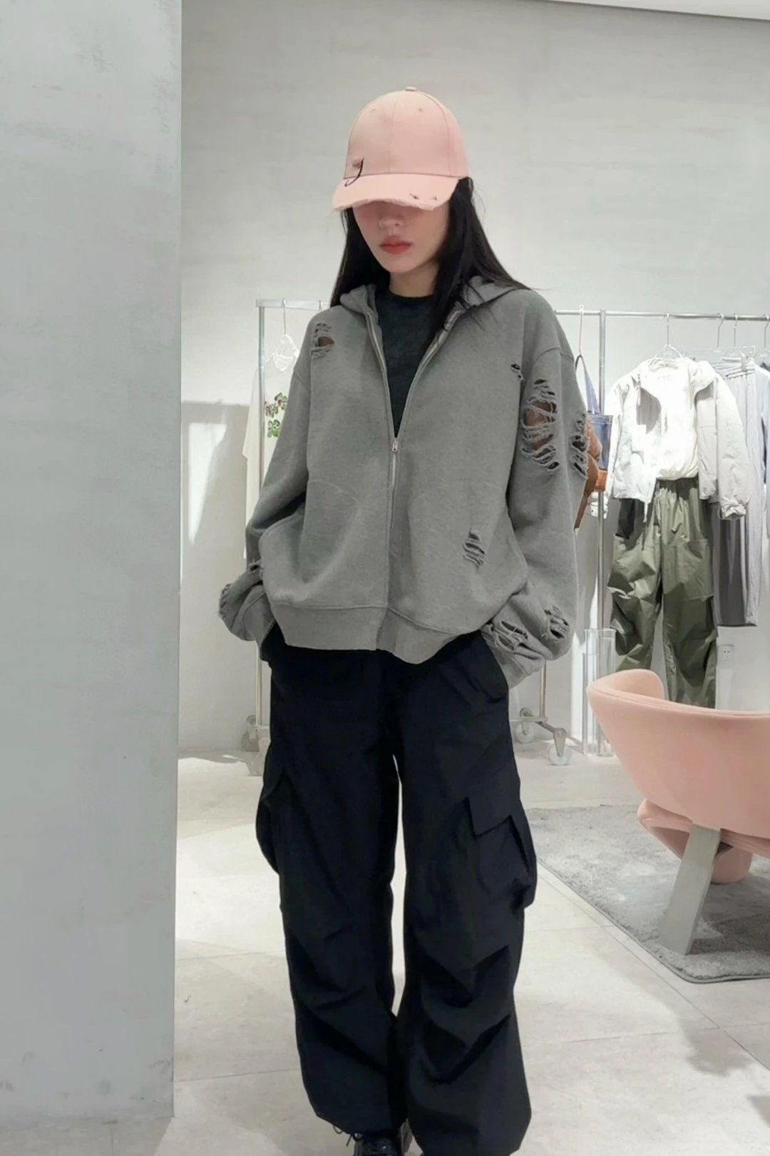 Acne Studios Logo Hoodie Dark Gray - 5