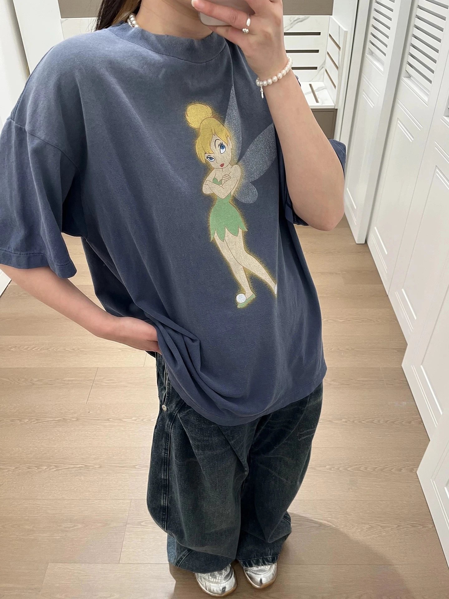 Design Disney Tinker Bell Saint Graphic Tee Blue T-Shirts - 23
