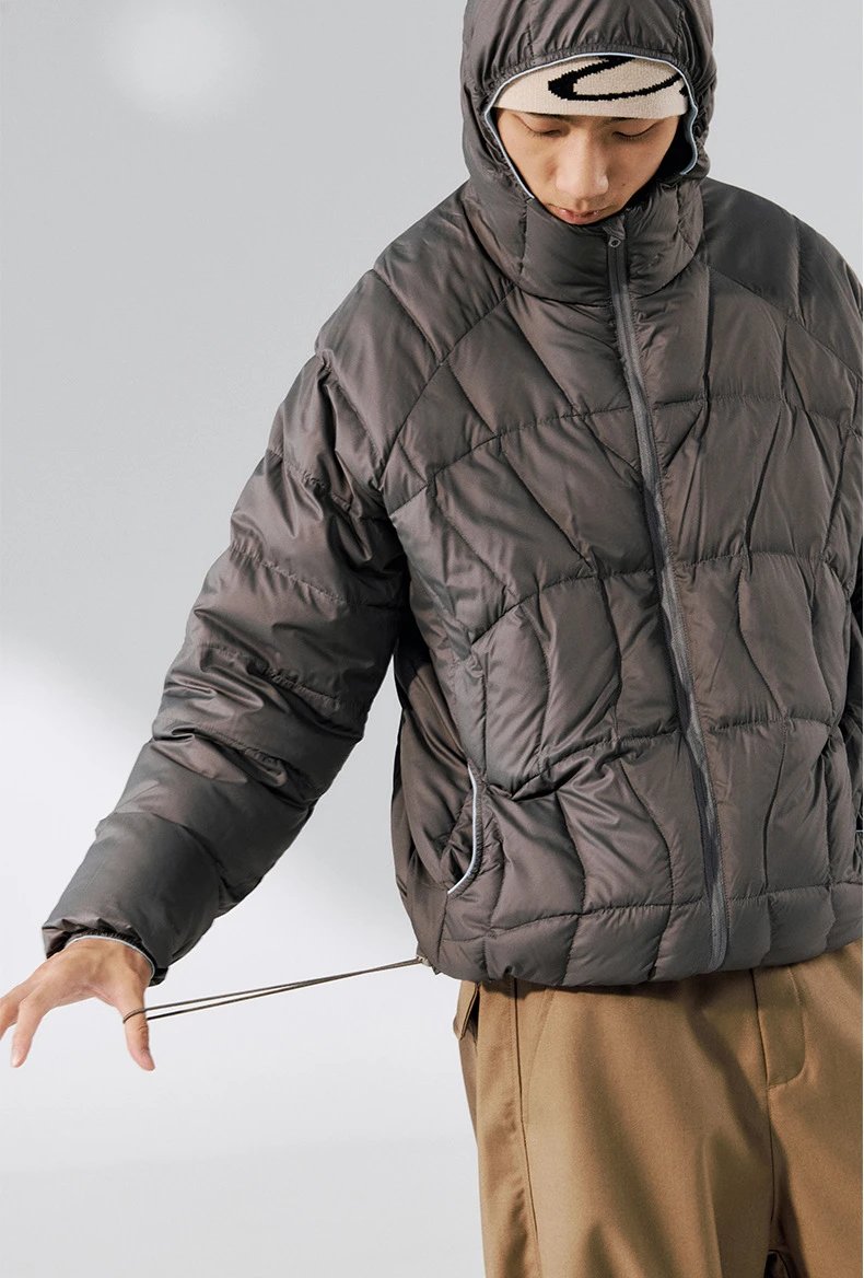 Design Quilted Hooded Puffer Jacket Black Down Jacket - 16