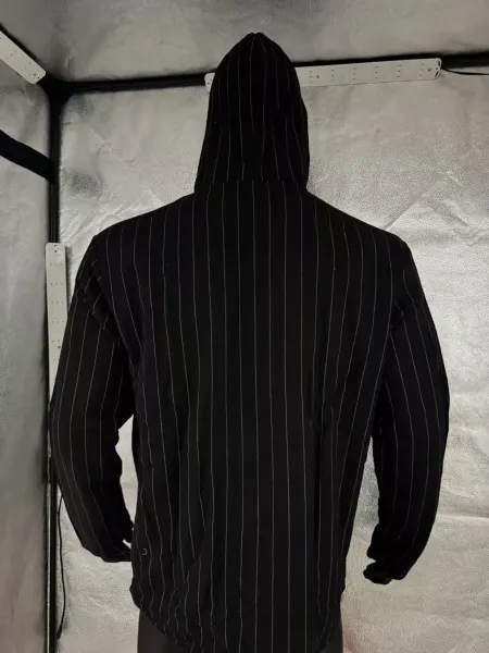 Design Pinstripe Hooded Button-Up Shirt White - 7