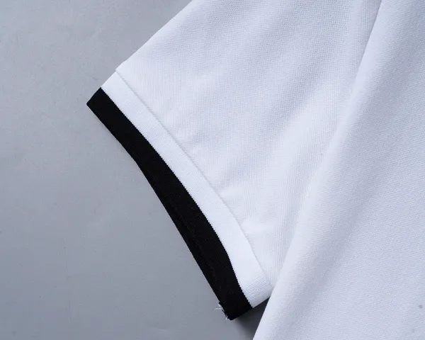 Moncler Polo Red with White Stripe Collar and Cuff Embroidery Polo Shirt - 4