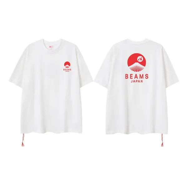 Design BEAMS Japan Mount Fuji Graphic T-Shirt White T-Shirts - 1