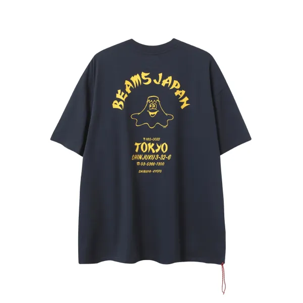 Design Beams Japan Volcano Graphic Oversized T-Shirt Navy T-Shirts - 1