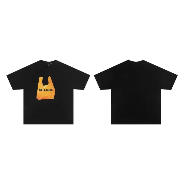Design Welldone Double Logo Pixelated Print Black T-Shirt T-Shirts - 13