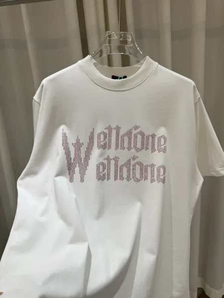 Design Welldone Double Logo Pixelated Print Black T-Shirt T-Shirts - 36