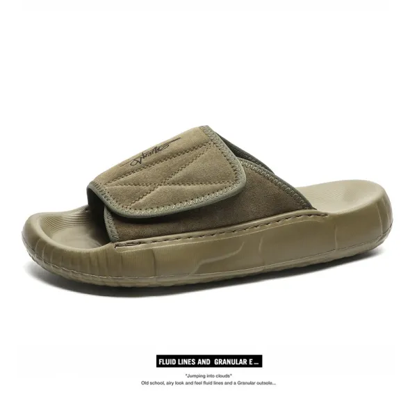 Design Fluid Lines and Granular E Slide Sandals Olive Slippers - 1