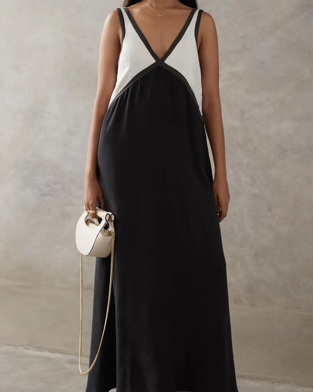 Design Color-Block V-Neck Maxi Dress Green - 30