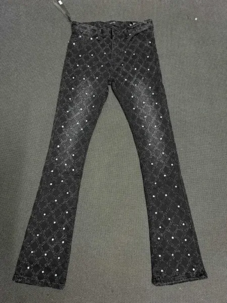 Design Rhinestone-Embellished Flared Jeans Black - 1
