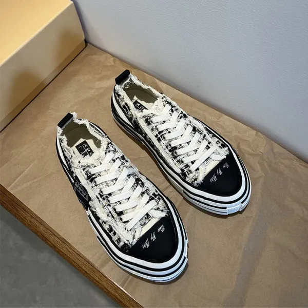 Design Mule Sneaker White Distressed Canvas Platform Sneakers - 8