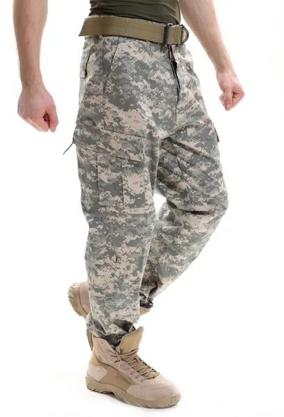 Design Multicam Camo Tactical Cargo Pants with Belt and Tan Combat Boots Pants - 12