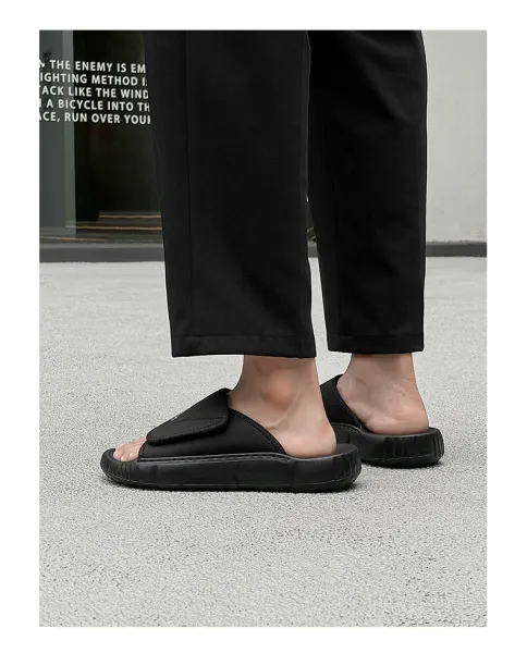 Design Slide Sandal Olive Suede Black Sole Slippers - 16