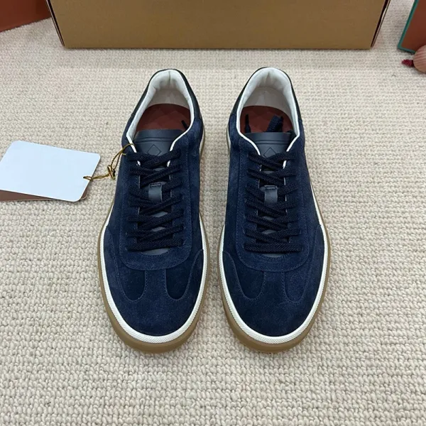 Design Low-Top Leather Sneakers Black White Gum Sole - 12
