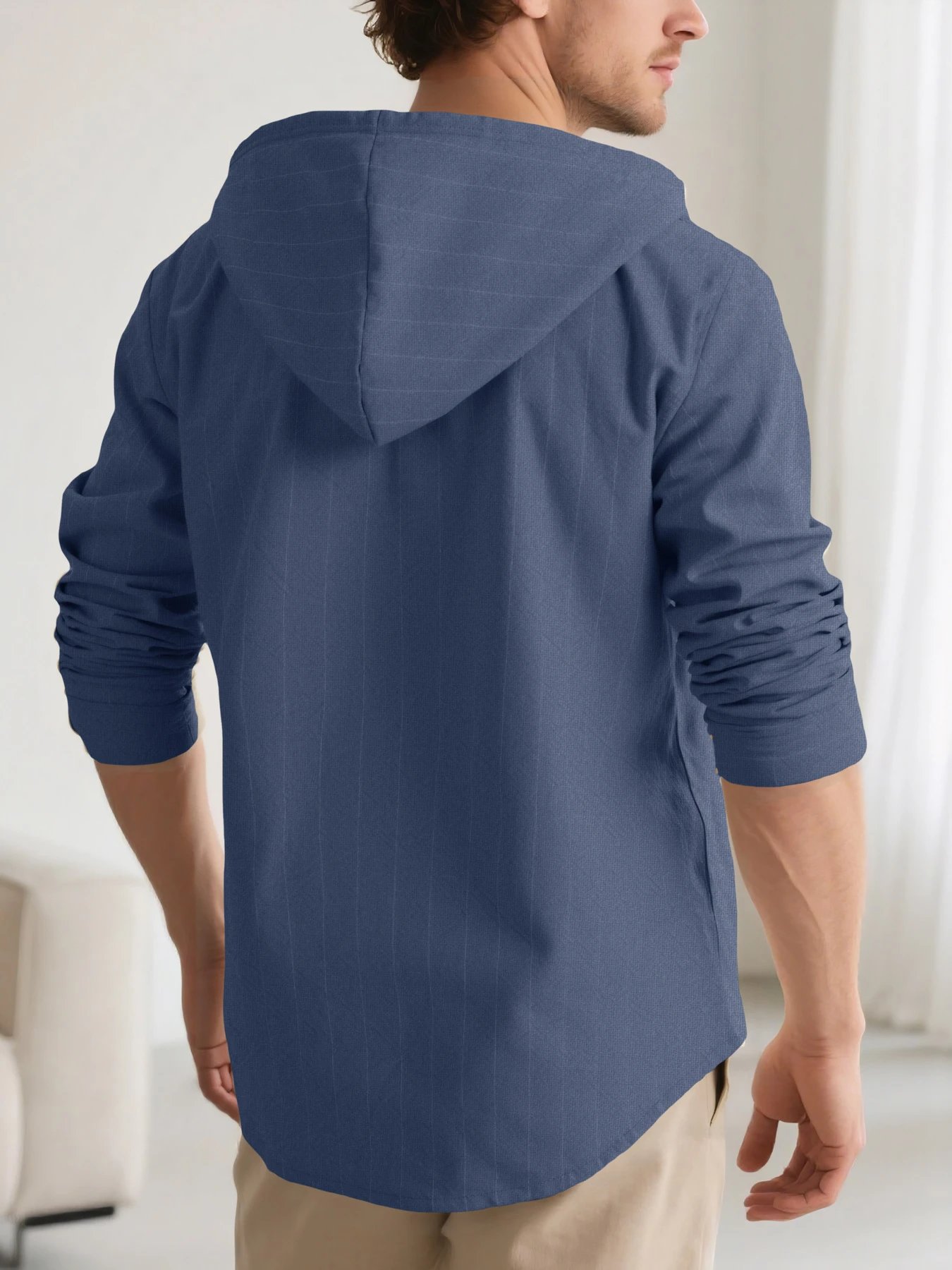 Design Pinstripe Hooded Button-Up Shirt White - 16