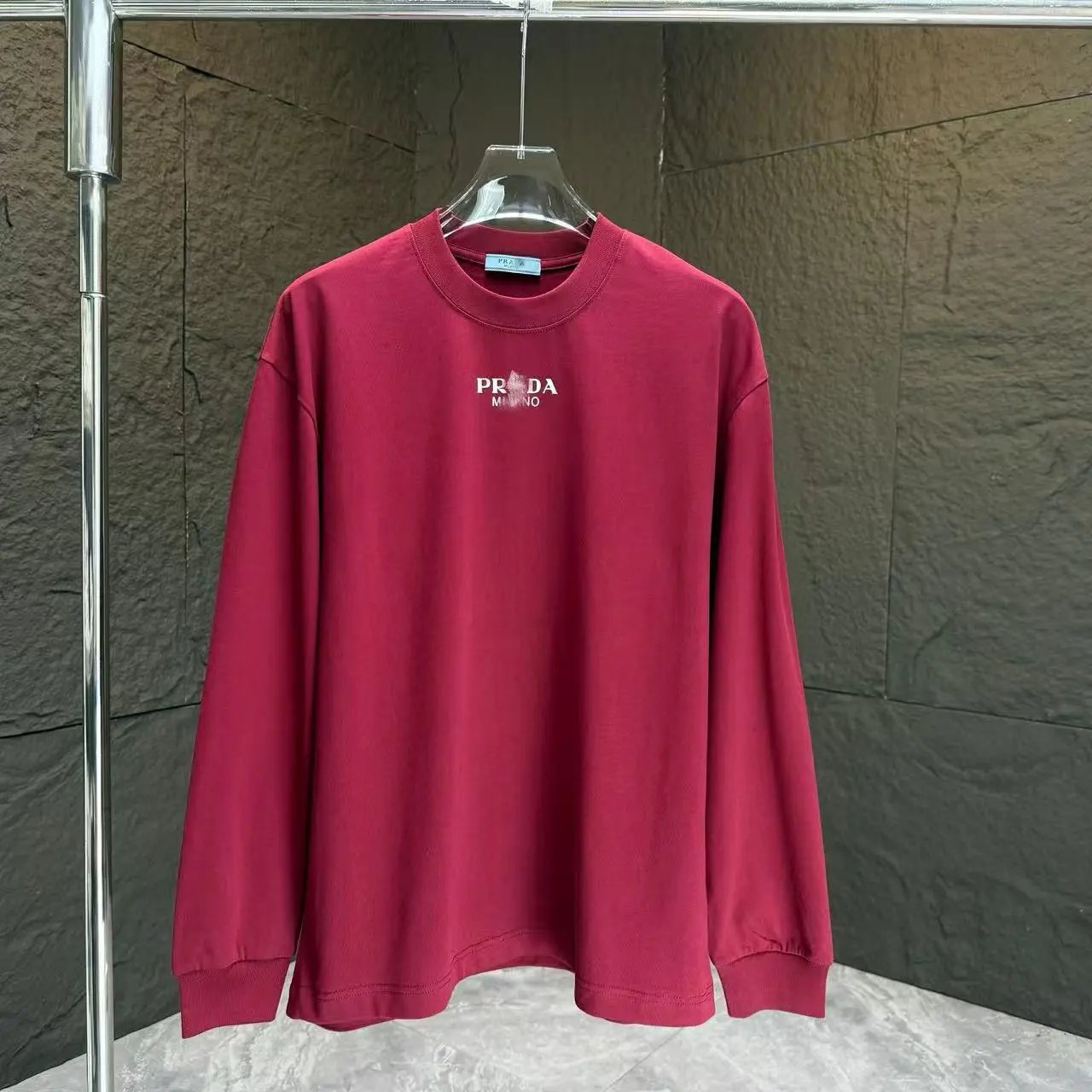 Prada Logo Trim Long-Sleeve T-Shirt White - 10