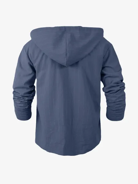 Design Pinstripe Hooded Button-Up Shirt White - 18