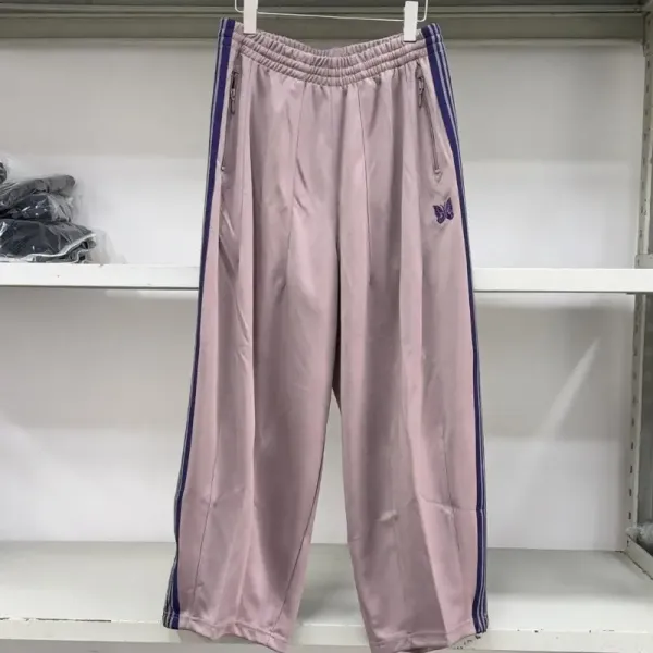 Adidas Originals Track Pants Pink with Purple Stripes and Butterfly Embroidery Sweatpants - 1
